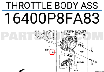 Honda 16400P8FA83 THROTTLE BODY ASS