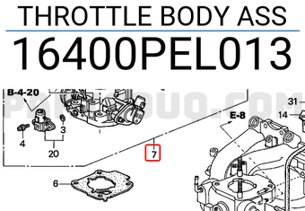Honda 16400PEL013 THROTTLE BODY ASS
