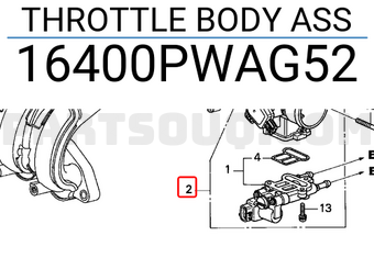Honda 16400PWAG52 THROTTLE BODY ASS