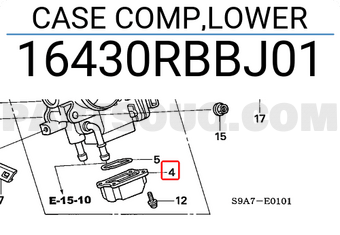 Honda 16430RBBJ01 CASE COMP,LOWER