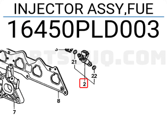 Honda 16450PLD003 INJECTOR ASSY,FUE