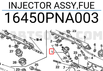 Honda 16450PNA003 INJECTOR ASSY,FUE