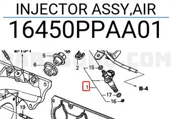 Honda 16450PPAA01 INJECTOR ASSY,AIR