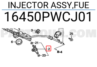 Honda 16450PWCJ01 INJECTOR ASSY,FUE