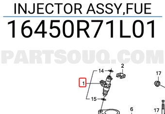 Honda 16450R71L01 INJECTOR ASSY,FUE
