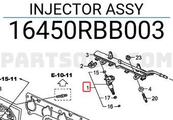 Honda 16450RBB003 INJECTOR ASSY