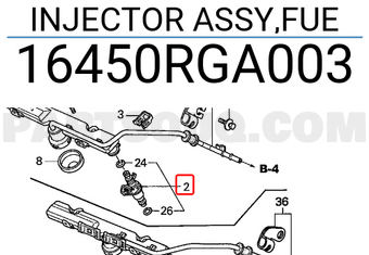 Honda 16450RGA003 INJECTOR ASSY,FUE