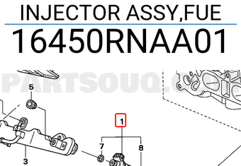 Honda 16450RNAA01 INJECTOR ASSY,FUE