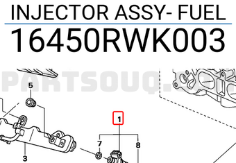 Honda 16450RWK003 INJECTOR ASSY- FUEL