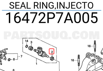 Honda 16472P7A005 SEAL RING,INJECTO