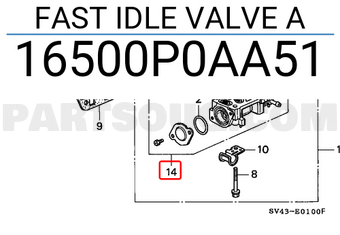 Honda 16500P0AA51 FAST IDLE VALVE A
