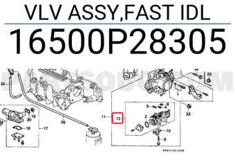 Honda 16500P28305 VLV ASSY,FAST IDL