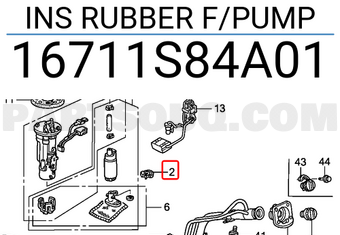 Honda 16711S84A01 INS RUBBER F/PUMP