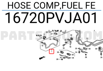 Honda 16720PVJA01 HOSE COMP,FUEL FE