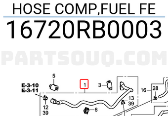 Honda 16720RB0003 HOSE COMP,FUEL FE