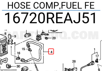 Honda 16720REAJ51 HOSE COMP,FUEL FE