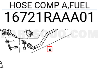Honda 16721RAAA01 HOSE COMP A,FUEL