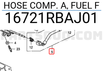 Honda 16721RBAJ01 HOSE COMP. A, FUEL F