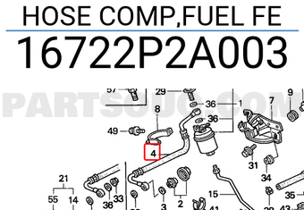 Honda 16722P2A003 HOSE COMP,FUEL FE