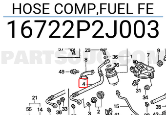 Honda 16722P2J003 HOSE COMP,FUEL FE