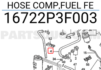 Honda 16722P3F003 HOSE COMP,FUEL FE