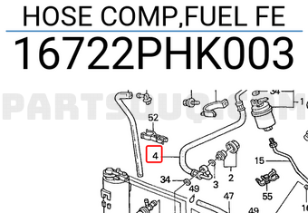 Honda 16722PHK003 HOSE COMP,FUEL FE