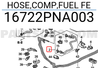 Honda 16722PNA003 HOSE,COMP,FUEL FE
