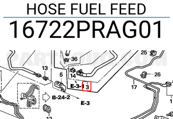 Honda 16722PRAG01 HOSE FUEL FEED