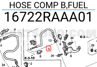 Honda 16722RAAA01 HOSE COMP B,FUEL
