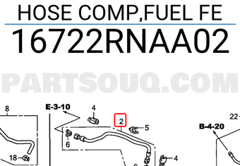 Honda 16722RNAA02 HOSE COMP,FUEL FE