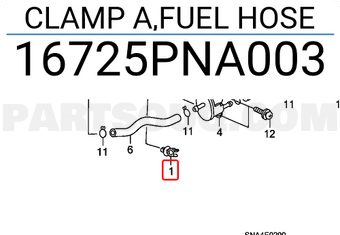 Honda 16725PNA003 CLAMP A,FUEL HOSE