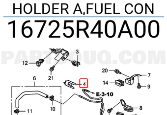 Honda 16725R40A00 HOLDER A,FUEL CON
