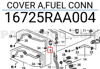 Honda 16725RAA004 COVER A,FUEL CONN