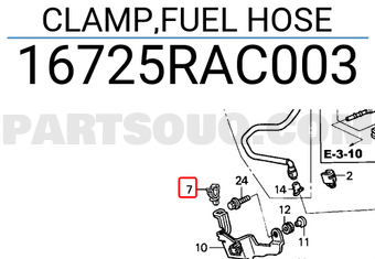 Honda 16725RAC003 CLAMP,FUEL HOSE