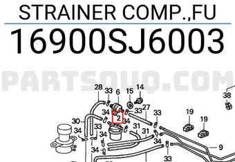 Honda 16900SJ6003 STRAINER COMP.,FU