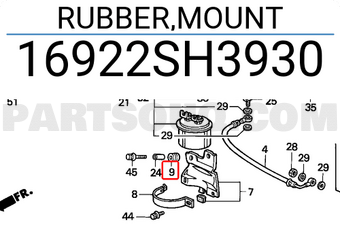 Honda 16922SH3930 RUBBER,MOUNT