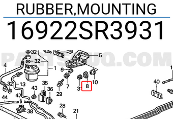 Honda 16922SR3931 RUBBER,MOUNTING
