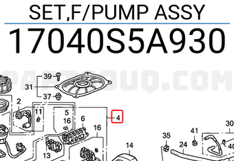 Honda 17040S5A930 SET,F/PUMP ASSY