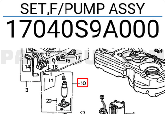 Honda 17040S9A000 SET,F/PUMP ASSY
