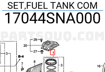 Honda 17044SNA000 SET,FUEL TANK COM