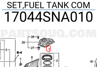 Honda 17044SNA010 SET,FUEL TANK COM