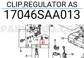 Honda 17046SAA013 CLIP,REGULATOR AS