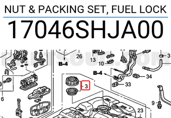 Honda 17046SHJA00 NUT & PACKING SET, FUEL LOCK