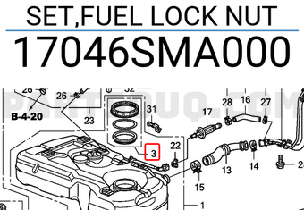 Honda 17046SMA000 SET,FUEL LOCK NUT