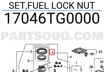 Honda 17046TG0000 SET,FUEL LOCK NUT