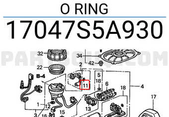 Honda 17047S5A930 O RING