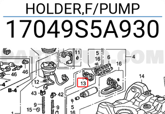 Honda 17049S5A930 HOLDER,F/PUMP