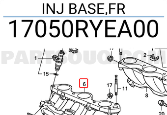 Honda 17050RYEA00 INJ BASE,FR