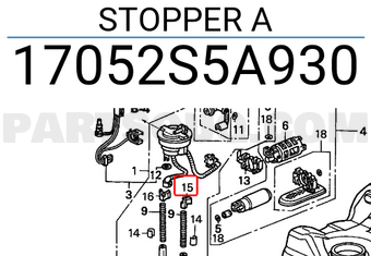 Honda 17052S5A930 STOPPER A