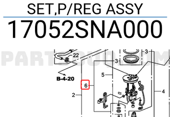 Honda 17052SNA000 SET,P/REG ASSY